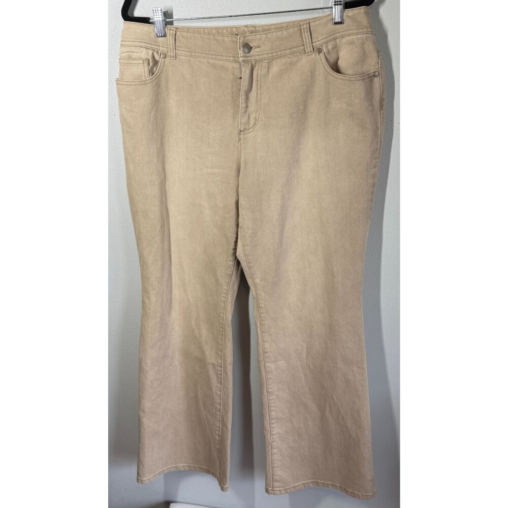 Chico's The Platinum Barely Boot Jeans Womens 2 (12/Medium) Short Beige Hi Rise